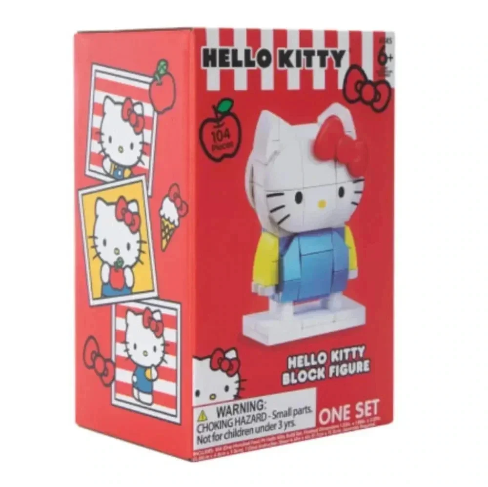 White blue red Hello Kitty block figure build set toys with instructions